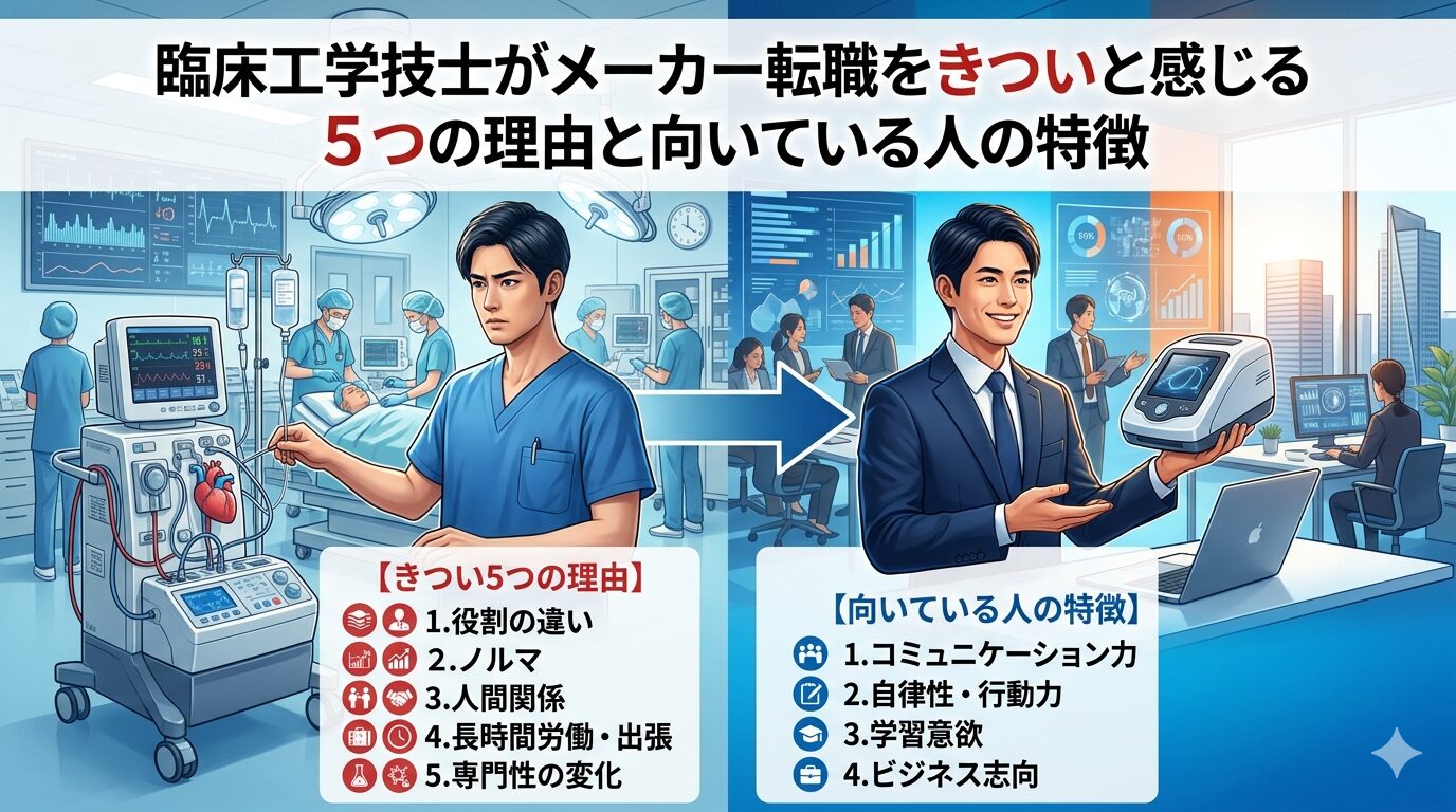 臨床工学技士がメーカー転職をきついと感じる5つの理由と向いている人の特徴
